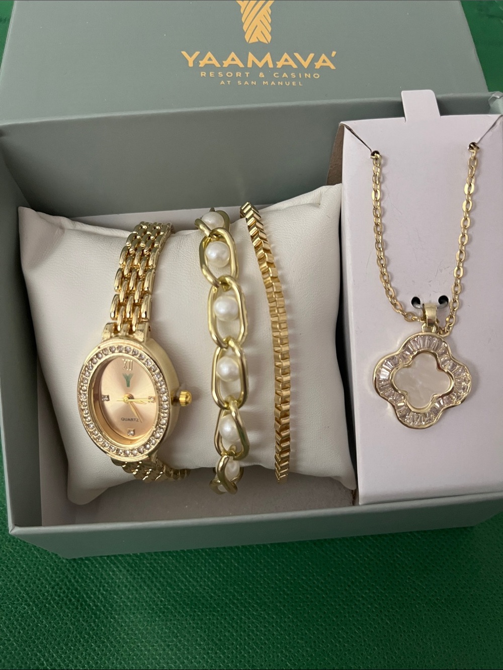 Gold-Tone Women's Watch and Necklace Gift Set